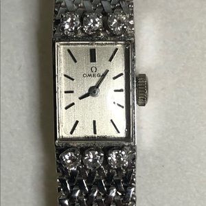 LADIES DIAMOND AND 14KT WHITE GOLD OMEGA WATCH